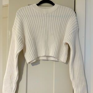 White cropped Zara sweater ribbed knit